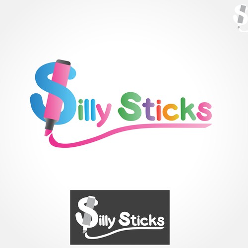 Create a playful and fun logo for a chalk marker company Silly Sticks