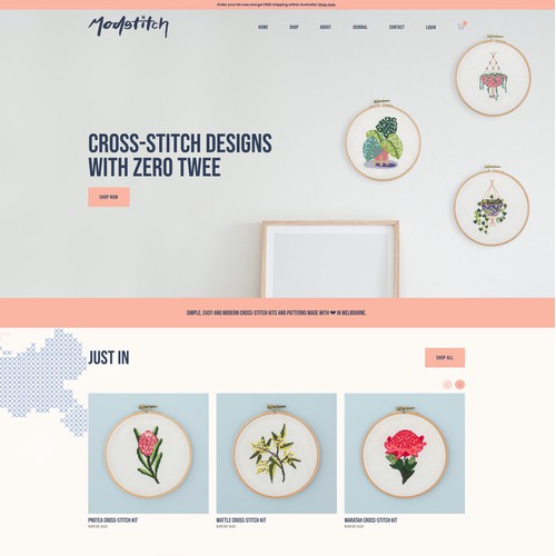 Online store for a business selling cross-stitch kits