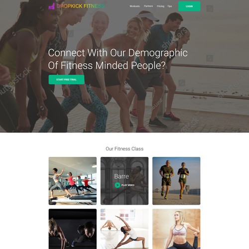 eye catching website design for online at home fitness brand