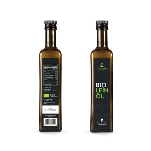 Classio Organics Leinöl Label design