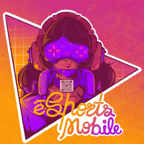 Retro Gamer-Girl Sticker Design 