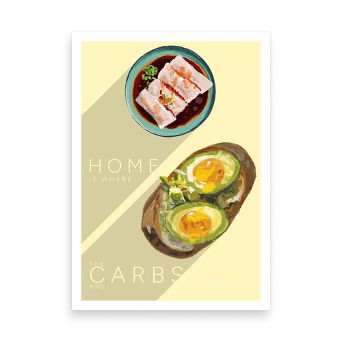Food fusion Vertical yellow Text.