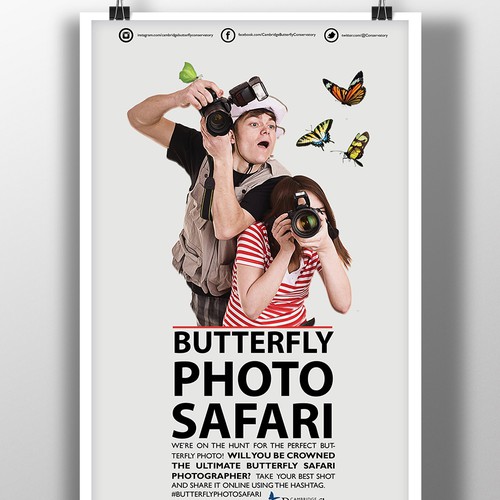 We need a fun and engaging poster for Butterfly Photo Safari!