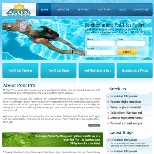 Pool Pro Website Design