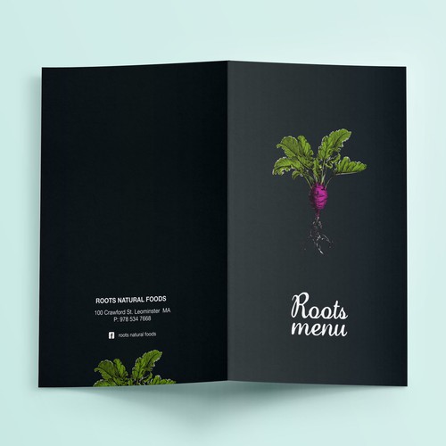 menu design for a modern natural kitchen and juice bar