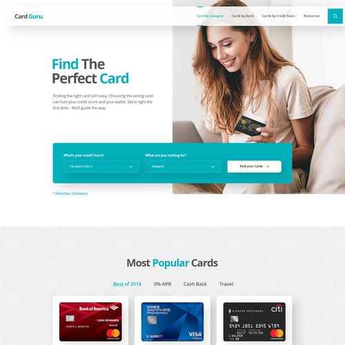 CardGuru Website - mobile and desktop design