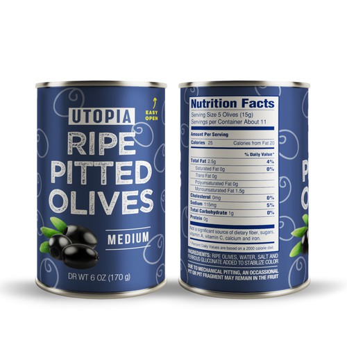 Packaging design for ripe pitted olives