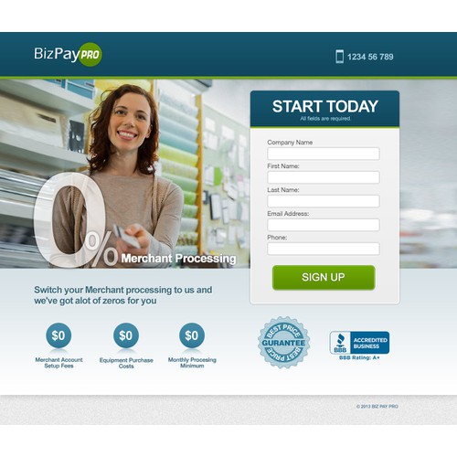 Create the next landing page for BizPayPro.com