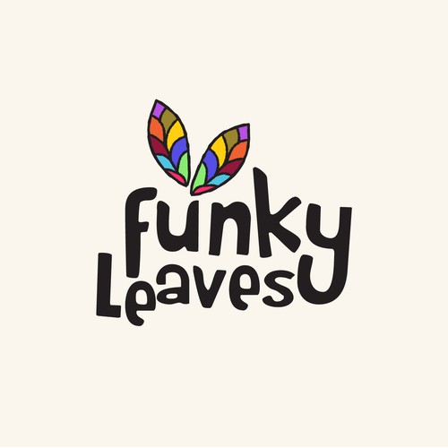 funky leaves logo design 