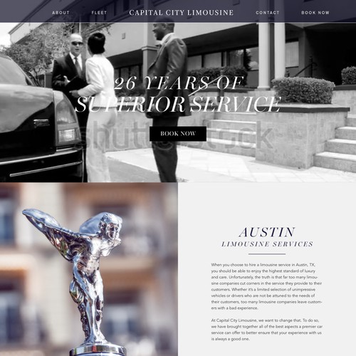 Landing page for a limo company