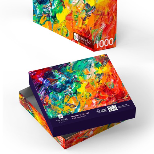box packaging for a puzzle company