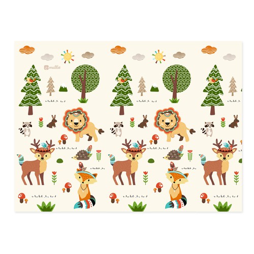 Illustration of kids playmat with animals