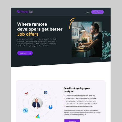 Readytal - web design for tech hiring marketplace