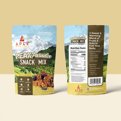Apex Organix snack mix package design