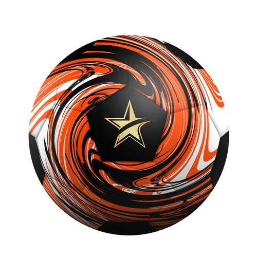 Modern Swirl Soccer Ball Design – Dynamic Star Logo Pattern for Sports Branding