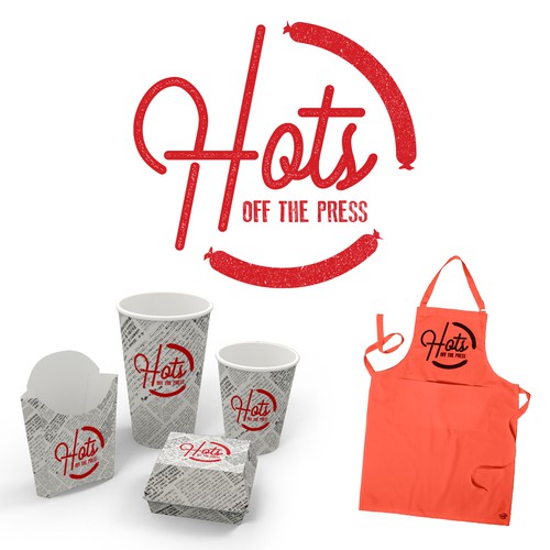 Vintage logo concept for "Hots Off The Press" Hot Dog Stand