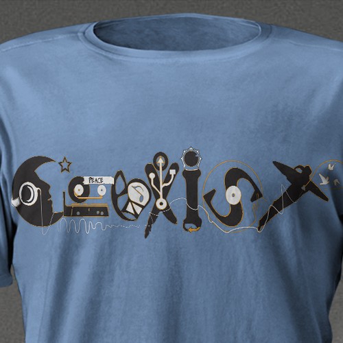 Create a clever twist on the popular "COEXIST" logo, within the DJ/music niche