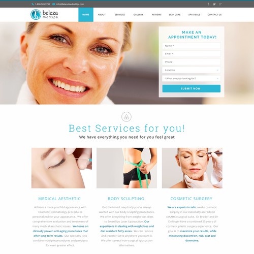 Create Professional Home Page for Medical Spa