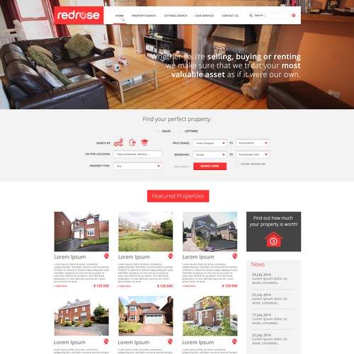 Clean and modern webdesign for real-estate company