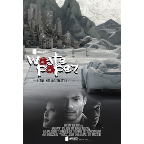 Create movie poster for fantasy adventure film, WASTE PAPER.