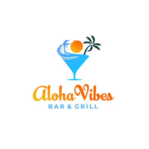 Creative & Bold logo for Aloha Vibes Bar &Grill