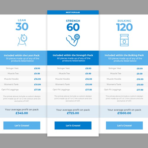 Price Table Design