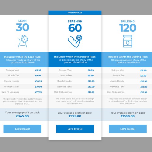 Price Table Design