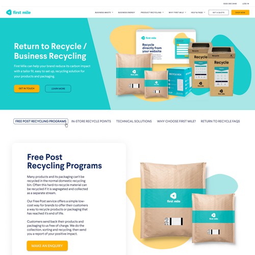 Homepage for First Mile a recycling and waste management company