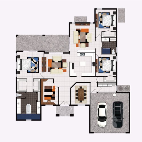 Floor plan in Semirealistic style