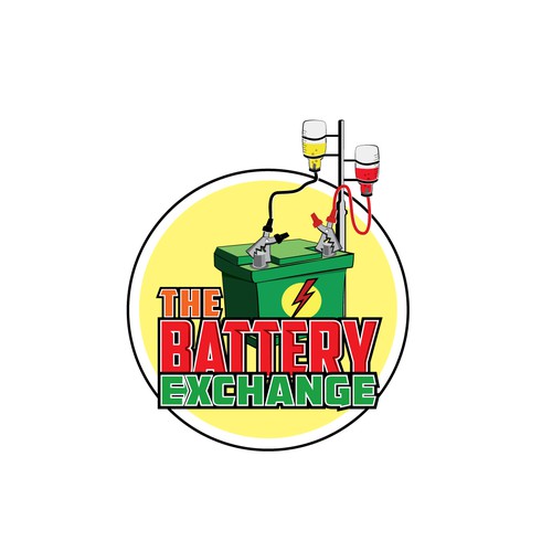 A cartoonish logo for The Battery Exchange company.