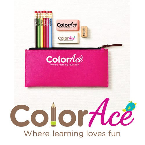 Create an elegant eye-catching logo for a kids stationery store.