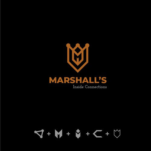 Bold logo concept of marshall inside connection