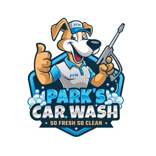 dog mascot logo design for a car wash