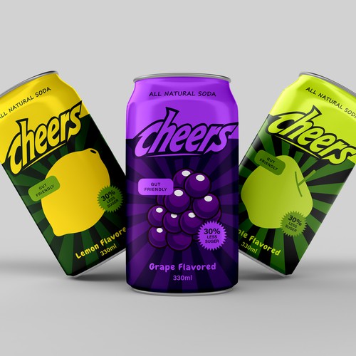 Cheers — Modern Sparkling Soda Can Packaging Design