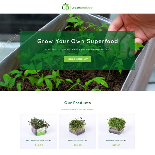 Homepage design for UrbanProduce