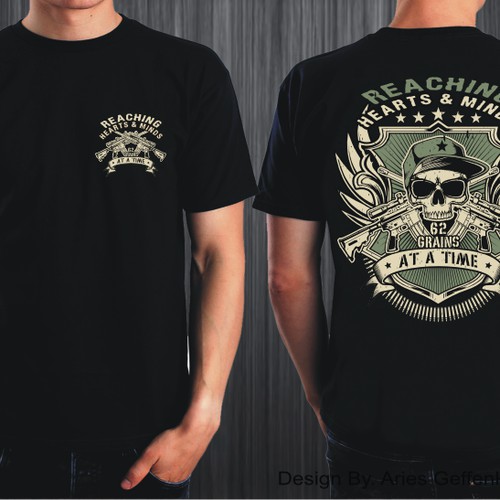 Create an awesome gun/military design for a black t-shirt
