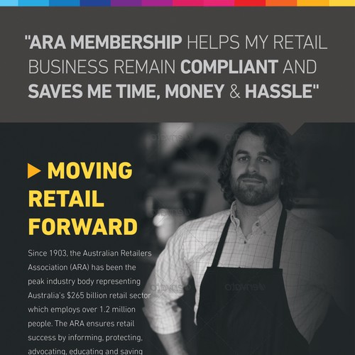 Flyer promoting membership benefits for retailers' association