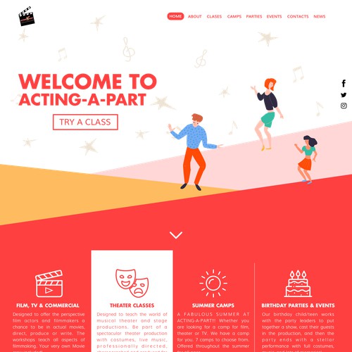 Theater school landing page