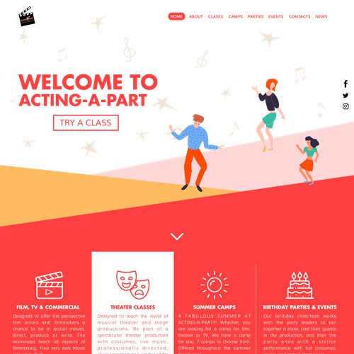 Theater school landing page