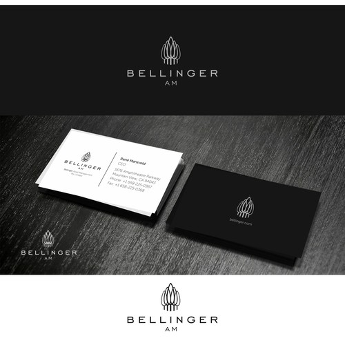 Create the next logo and business card for Bellinger AM.