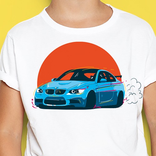 a cool BMW car tshirt design for kids