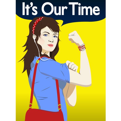 Modernized Rosie Riveter logo for an American business