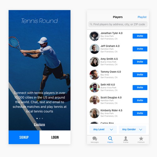 Tennis Round App Concept