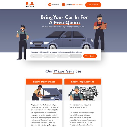 Auto Repair Website Looking For Landing Page Design