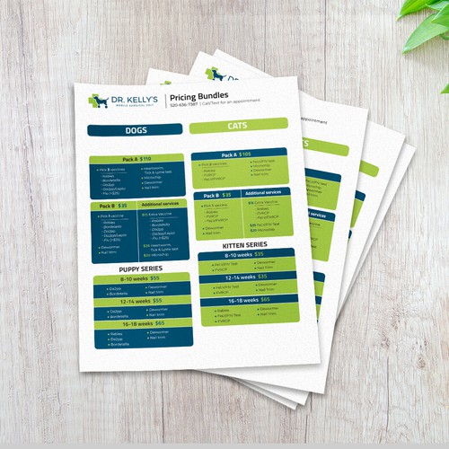 Price Sheet for Veterinary Clinic