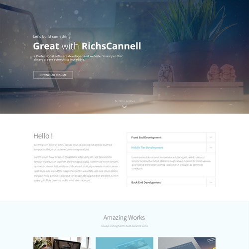 Clean Personal website landing page