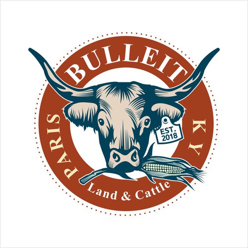 Vintage cattle farm logo