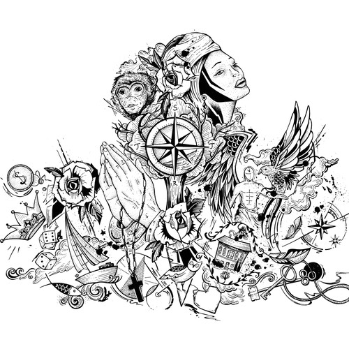 Upper half sleeve tattoo design 