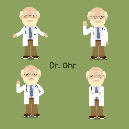 Create character set (cartoon style) for an ENT doctor