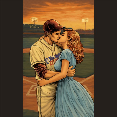 Retro-Inspired Romance Cover Illustration